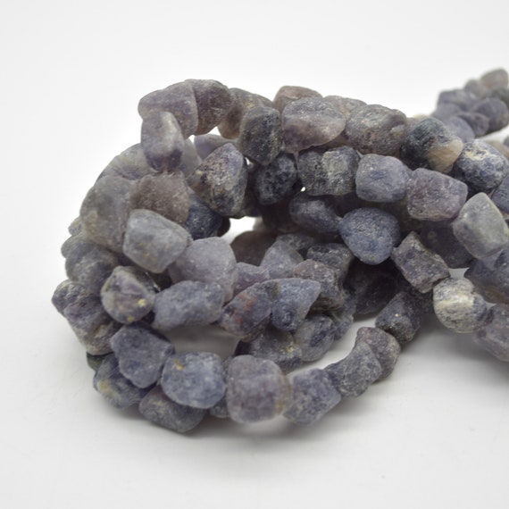 Raw Natural Iolite Semi-precious Gemstone Chunky Nugget Beads - 10mm - 13mm X 13mm - 15mm - 15" Strand