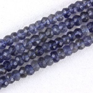 Shop Iolite Faceted Beads! 13 " Long 1 Strand Natural Iolite Gemstone Beads, Faceted Rondelle Bead Size 4.5-5 MM Top Quality Beads Making Blue Jewelry Wholesale Price | Natural genuine faceted Iolite beads for beading and jewelry making.  #jewelry #beads #beadedjewelry #diyjewelry #jewelrymaking #beadstore #beading #affiliate #ad