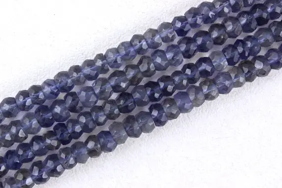 13 " Long 1 Strand Natural Iolite Gemstone Beads, Faceted Rondelle Bead Size 4.5-5 Mm Top Quality Beads Making Blue Jewelry Wholesale Price