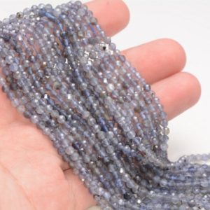 Shop Iolite Faceted Beads! 2MM Iolite Gemstone Micro Faceted Round Grade AA Beads 15.5inch BULK LOT 1,6,12,24 and 48 (80010155-A195) | Natural genuine faceted Iolite beads for beading and jewelry making.  #jewelry #beads #beadedjewelry #diyjewelry #jewelrymaking #beadstore #beading #affiliate #ad