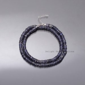 Shop Iolite Necklaces! Natural Violet Iolite Beaded Necklace-6MM Smooth Tyre Gemstone Necklace-925 Sterling Silver With Extension Chain-Best surprise Gift  For Her | Natural genuine Iolite necklaces. Buy crystal jewelry, handmade handcrafted artisan jewelry for women.  Unique handmade gift ideas. #jewelry #beadednecklaces #beadedjewelry #gift #shopping #handmadejewelry #fashion #style #product #necklaces #affiliate #ad