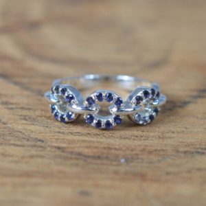 Shop Iolite Rings! Blue Iolite 925 Sterling Silver Natural Iolite Link Design Ring ~ Iolite Genuine Ring | Natural genuine Iolite rings, simple unique handcrafted gemstone rings. #rings #jewelry #shopping #gift #handmade #fashion #style #affiliate #ad