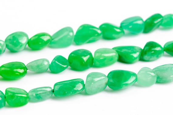 5-9mm Grass Green Burma Jade Pebble Chips Beads Grade Aaa Genuine Natural Gemstone Loose Beads 15.5" / 7.5" Bulk Lot Options (117259)