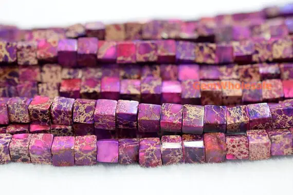 15.5" 6mm High Quality Purple Sea Sediment Imperial Jasper Cube Beads,  Emperor Jasper Cube, Semi Precious Stone,purple Aqua Terra Jasper