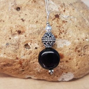 Shop Jet Pendants! Small Black Jet pendant. Reiki jewelry uk. Bali silver Wire wrapped pendant. 19x11mm | Natural genuine Jet pendants. Buy crystal jewelry, handmade handcrafted artisan jewelry for women.  Unique handmade gift ideas. #jewelry #beadedpendants #beadedjewelry #gift #shopping #handmadejewelry #fashion #style #product #pendants #affiliate #ad