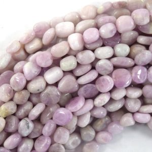 Shop Kunzite Chip & Nugget Beads! 8mm – 10mm natural light purple kunzite pebble nugget beads 15.5" strand | Natural genuine chip Kunzite beads for beading and jewelry making.  #jewelry #beads #beadedjewelry #diyjewelry #jewelrymaking #beadstore #beading #affiliate #ad