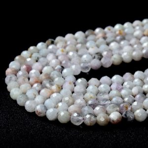 Shop Kunzite Faceted Beads! 4-5MM Natural Light Pink Kunzite Gemstone Micro Faceted Round Loose Beads 15 inch Full Strand (80009440-P33) | Natural genuine faceted Kunzite beads for beading and jewelry making.  #jewelry #beads #beadedjewelry #diyjewelry #jewelrymaking #beadstore #beading #affiliate #ad
