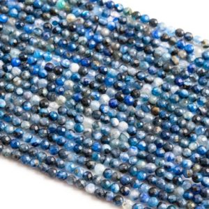 Shop Kyanite Faceted Beads! 2MM Kyanite Beads Grade A Genuine Natural Gemstone Full Strand Faceted Round Loose Beads 15.5" Bulk Lot Options (117607-3961) | Natural genuine faceted Kyanite beads for beading and jewelry making.  #jewelry #beads #beadedjewelry #diyjewelry #jewelrymaking #beadstore #beading #affiliate #ad