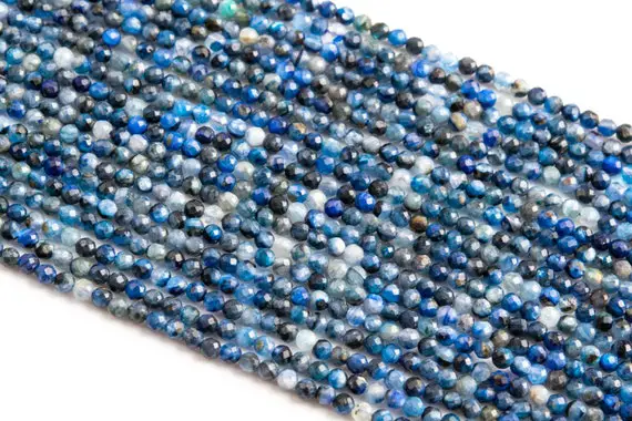 2mm Kyanite Beads Grade A Genuine Natural Gemstone Full Strand Faceted Round Loose Beads 15.5" Bulk Lot Options (117607-3961)
