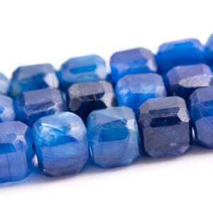 Shop Kyanite Faceted Beads! 4x4MM Blue Kyanite Beads Beveled Edge Faceted Cube Grade AA Genuine Natural Gemstone Loose Beads 15" / 7.5" Bulk Lot Options (117845) | Natural genuine faceted Kyanite beads for beading and jewelry making.  #jewelry #beads #beadedjewelry #diyjewelry #jewelrymaking #beadstore #beading #affiliate #ad