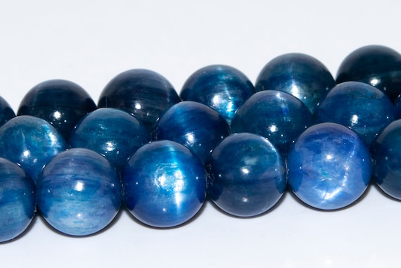 8mm Cat Eye Kyanite Beads South Africa Deep Blue Gemstone Grade Aaa Genuine Natural Round Loose Beads 15"/7.5"/4" Bulk Lot Options (112978)