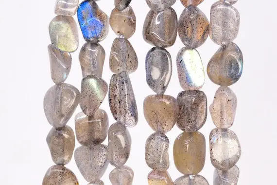Genuine Natural Labradorite Gemstone Beads 7-9mm Light Gray Pebble Nugget Aa Quality Loose Beads (108426)