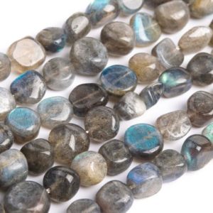 Shop Labradorite Beads! Genuine Natural Light Gray Labradorite Loose Beads Grade A Pebble Nugget Shape 8-10mm | Natural genuine beads Labradorite beads for beading and jewelry making.  #jewelry #beads #beadedjewelry #diyjewelry #jewelrymaking #beadstore #beading #affiliate #ad