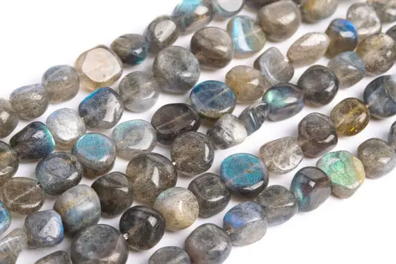 Genuine Natural Light Gray Labradorite Loose Beads Grade A Pebble Nugget Shape 8-10mm