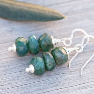 Shop Labradorite Earrings! Green Labradorite Earrings, Green Natural Stone Earrings, Rustic Emerald Green Earrings, Healing Qualities, Throat Chakra Stones | Natural genuine Labradorite earrings. Buy crystal jewelry, handmade handcrafted artisan jewelry for women.  Unique handmade gift ideas. #jewelry #beadedearrings #beadedjewelry #gift #shopping #handmadejewelry #fashion #style #product #earrings #affiliate #ad