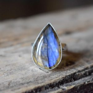 Shop Labradorite Rings! Blue labradorite ring, Statement Ring/ 925 Sterling Silver Ring/ Gifts for her/ Birthstone Jewelry/ Handmade Ring/ Boho Rings #B231 | Natural genuine Labradorite rings, simple unique handcrafted gemstone rings. #rings #jewelry #shopping #gift #handmade #fashion #style #affiliate #ad