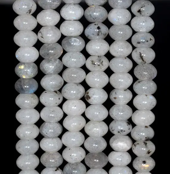 8x5mm Labradorite Gemstone White Rondelle Loose Beads 7.5 Inch Half Strand (80002607 H-803)