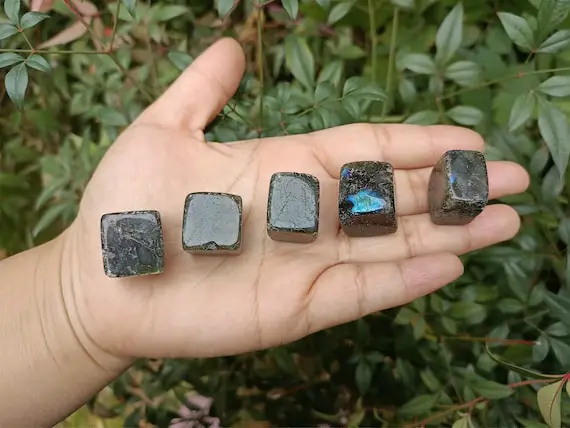 Labradorite Tumbled Stone Cube Shaped