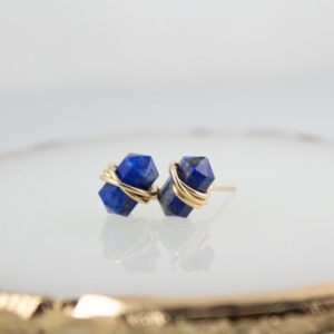 Lapis Lazuli Stud Earrings, Tiny Stud Earrings, Lapis Lazuli Earrings Gold Filled, Lapis Lazuli Silver Earrings, Lapis Studs Minimalist | Natural genuine Gemstone earrings. Buy crystal jewelry, handmade handcrafted artisan jewelry for women.  Unique handmade gift ideas. #jewelry #beadedearrings #beadedjewelry #gift #shopping #handmadejewelry #fashion #style #product #earrings #affiliate #ad