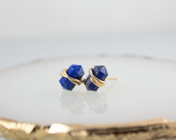 Lapis Lazuli Stud Earrings, Tiny Stud Earrings, Lapis Lazuli Earrings Gold Filled, Lapis Lazuli Silver Earrings, Lapis Studs Minimalist