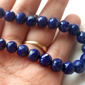 Shop Lapis Lazuli Faceted Beads! 6.5-9.5mm Lapis Lazuli Beads Faceted Balls, Lapis Micro Faceted Round Beads, Lapis Lazuli Gemstone Beads For Jewelry (3.5IN To 7IN Options) | Natural genuine faceted Lapis Lazuli beads for beading and jewelry making.  #jewelry #beads #beadedjewelry #diyjewelry #jewelrymaking #beadstore #beading #affiliate #ad
