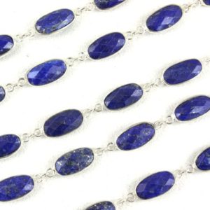 Shop Lapis Lazuli Faceted Beads! 92.5 Sterling Silver 2 Pieces Connectors,Natural Lapis Lazuli Gemstone,Faceted Oval Shape,Size 7×13 MM,Silver Connectors For Chain Wholesale | Natural genuine faceted Lapis Lazuli beads for beading and jewelry making.  #jewelry #beads #beadedjewelry #diyjewelry #jewelrymaking #beadstore #beading #affiliate #ad