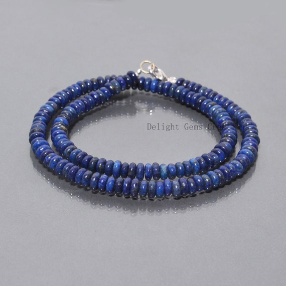 Blue Lapis Lazuli Beaded Necklace, 6-6.5mm Lapis Smooth Roundel Beads Necklace, Aaa++ Lapis Necklace Jewellery, Gift For Mom Women Necklace