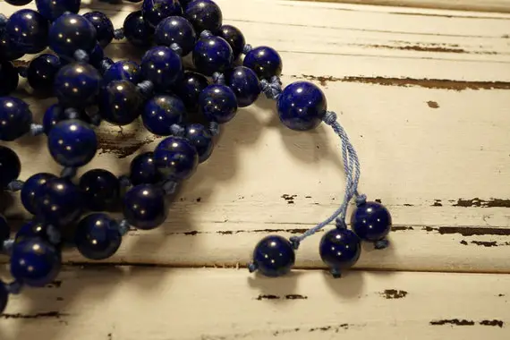 Lapis Lazuli Mala • Aaa* (highest Quality) • Hand-knotted Mala • 8mm • Beads For Communication • Jewelry For Men • Lapis Mala • 3055