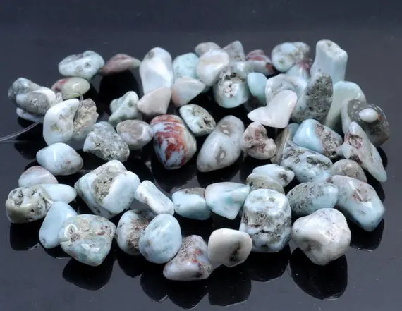 10-13mm  Larimar Gemstone Pebble Nugget Chip Loose Beads 15.5 Inch  (80002197-a0)