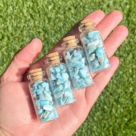 Larimar Crystal Chip Bottle, Larimar Chips, Crystal Chip Bottle, Larimar, Rough Larimar, Raw Crystals, Natural Larimar , Tincture Crystals