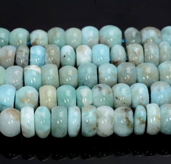 Dominican Larimar Gemstone Blue Rondelle Slice 7x4-7x5mm Loose Beads 3.5 Inch (90183451-787)