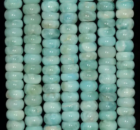 Genuine Dominican Larimar Gemstone Grade Aaa Blue 11x7-11x5mm Rondelle Slice Loose Beads 4 Inch (80006182-109)