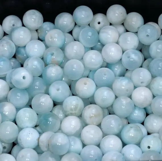 11mm Dominican Larimar Gemstone Grade Aa Light Blue Round Select Your Beads 2,4,8,12,16 Beads (80004187-911)