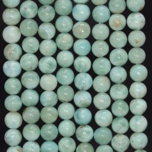 Shop Larimar Round Beads! 6-7MM Dominican Larimar Gemstone Grade AA Sky Blue Round Loose Beads 4 inch 16 Beads (80004841 H-450) | Natural genuine round Larimar beads for beading and jewelry making.  #jewelry #beads #beadedjewelry #diyjewelry #jewelrymaking #beadstore #beading #affiliate #ad