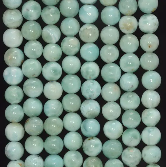 6-7mm Dominican Larimar Gemstone Grade Aa Sky Blue Round Loose Beads 4 Inch 16 Beads (80004841 H-450)