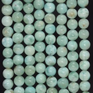 Shop Larimar Round Beads! 6-7MM Dominican Larimar Gemstone Grade AA Sky Blue Round Loose Beads 7.5 inch Half Strand (80004841-450) | Natural genuine round Larimar beads for beading and jewelry making.  #jewelry #beads #beadedjewelry #diyjewelry #jewelrymaking #beadstore #beading #affiliate #ad