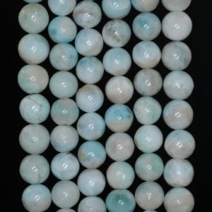 Shop Larimar Round Beads! 8MM Dominican Larimar Gemstone Grade AB Light Blue Round 8MM Loose Beads 7.5" inch Half Strand (90183492-789) | Natural genuine round Larimar beads for beading and jewelry making.  #jewelry #beads #beadedjewelry #diyjewelry #jewelrymaking #beadstore #beading #affiliate #ad