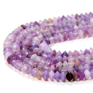 Shop Lepidolite Beads! 3X2MM Natural Lavender Lepidolite Gemstone Grade AA Bicone Faceted Rondelle Saucer Loose Beads 15 inch Full Strand (80009457-P34) | Natural genuine beads Lepidolite beads for beading and jewelry making.  #jewelry #beads #beadedjewelry #diyjewelry #jewelrymaking #beadstore #beading #affiliate #ad