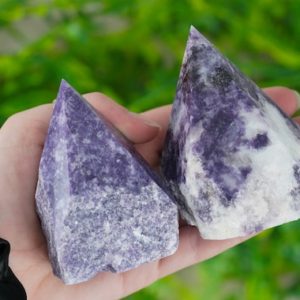 Shop Lepidolite Stones & Crystals! Large Raw Lepidolite Polished Crystal Point | Natural genuine stones & crystals in various shapes & sizes. Buy raw cut, tumbled, or polished gemstones for making jewelry or crystal healing energy vibration raising reiki stones. #crystals #gemstones #crystalhealing #crystalsandgemstones #energyhealing #affiliate #ad