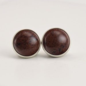 Shop Mahogany Obsidian Earrings! mahogany obsidian 10mm sterling silver stud earrings | Natural genuine Mahogany Obsidian earrings. Buy crystal jewelry, handmade handcrafted artisan jewelry for women.  Unique handmade gift ideas. #jewelry #beadedearrings #beadedjewelry #gift #shopping #handmadejewelry #fashion #style #product #earrings #affiliate #ad
