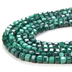 2MM Natural Malachite Gemstone Grade AA Micro Faceted Diamond Cut Cube Loose Beads (P42) | Natural genuine faceted Malachite beads for beading and jewelry making.  #jewelry #beads #beadedjewelry #diyjewelry #jewelrymaking #beadstore #beading #affiliate #ad