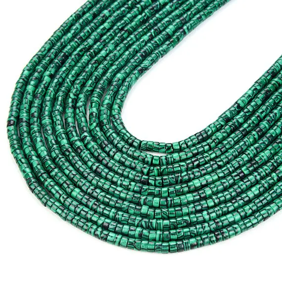 4x2mm Malachite Gemstone Heishi Discs Beads Loose Beads Bulk Lot 1,2,6,12 And 50 (p16)