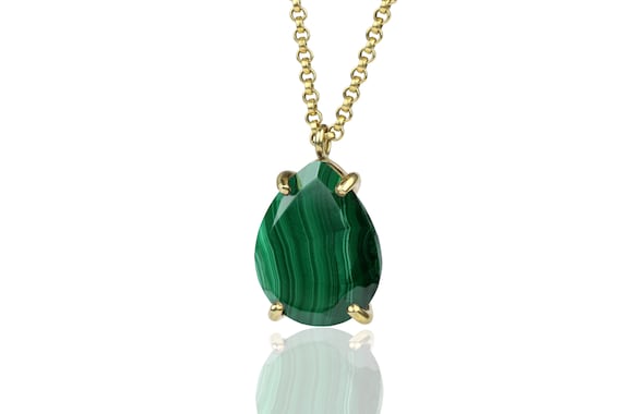 Malachite Necklace · Gold Pear Pendant · Long Gold Pendant · Long Gold Necklace · Custom Necklace