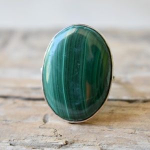 Shop Malachite Rings! Malachite ring, Green Malachite ring, 925 sterling silver, Malachite gemstone silver ring, women jewellery gift #B369 | Natural genuine Malachite rings, simple unique handcrafted gemstone rings. #rings #jewelry #shopping #gift #handmade #fashion #style #affiliate #ad