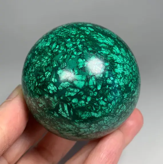 58mm Malachite Sphere - Natural Stone - Crystal Ball - Polished - Healing Crystal - Meditation Stone - Collectible- Display- From Congo 344g
