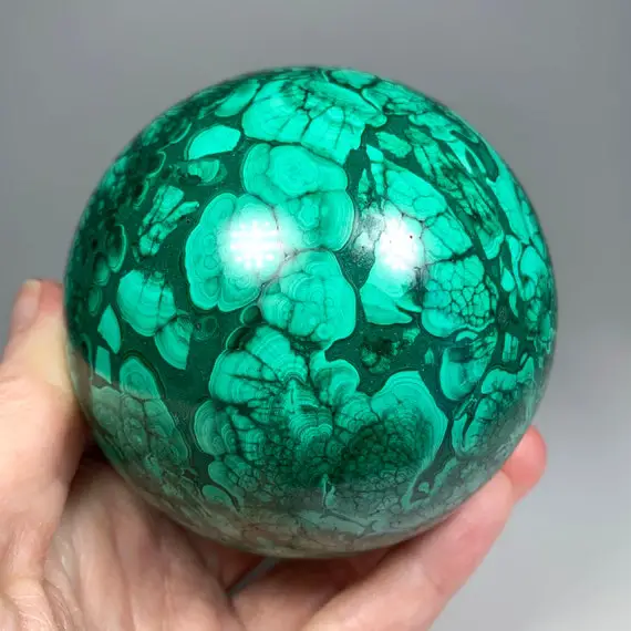 86mm Malachite Sphere - Natural Stone - Large Crystal Ball - Polished - Healing Crystal - Meditation Stone - Collectible - From Congo 2.35lb