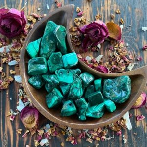 Shop Tumbled Malachite Crystals & Pocket Stones! Malachite, Malachite Tumble, Qty. 1 | Natural genuine stones & crystals in various shapes & sizes. Buy raw cut, tumbled, or polished gemstones for making jewelry or crystal healing energy vibration raising reiki stones. #crystals #gemstones #crystalhealing #crystalsandgemstones #energyhealing #affiliate #ad