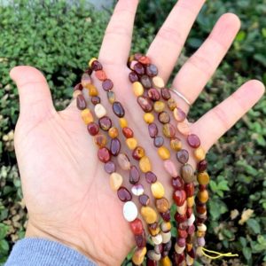 Shop Mookaite Jasper Chip & Nugget Beads! 1 Strand/15" Natural Mookaite Jasper Healing Gemstone 6mm to 8mm Free Form Oval Tumbled Pebble Stone Bead for Bracelet Charm Jewelry Making | Natural genuine chip Mookaite Jasper beads for beading and jewelry making.  #jewelry #beads #beadedjewelry #diyjewelry #jewelrymaking #beadstore #beading #affiliate #ad