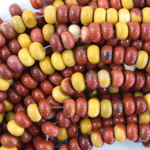 8mm natural mookaite rondelle button beads 15" strand mookite | Natural genuine rondelle Mookaite Jasper beads for beading and jewelry making.  #jewelry #beads #beadedjewelry #diyjewelry #jewelrymaking #beadstore #beading #affiliate #ad
