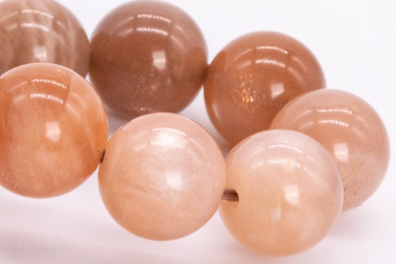 7-8mm Moonstone Beads Brown Orange Bracelet Grade A Genuine Natural Round Gemstone 7" (116478h-1866)